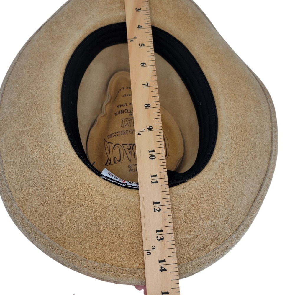 Minnetonka Outback Buffalo‎ Nickel Leather Cowboy Hat Buckskin Tan Size Large - Picture 9 of 12